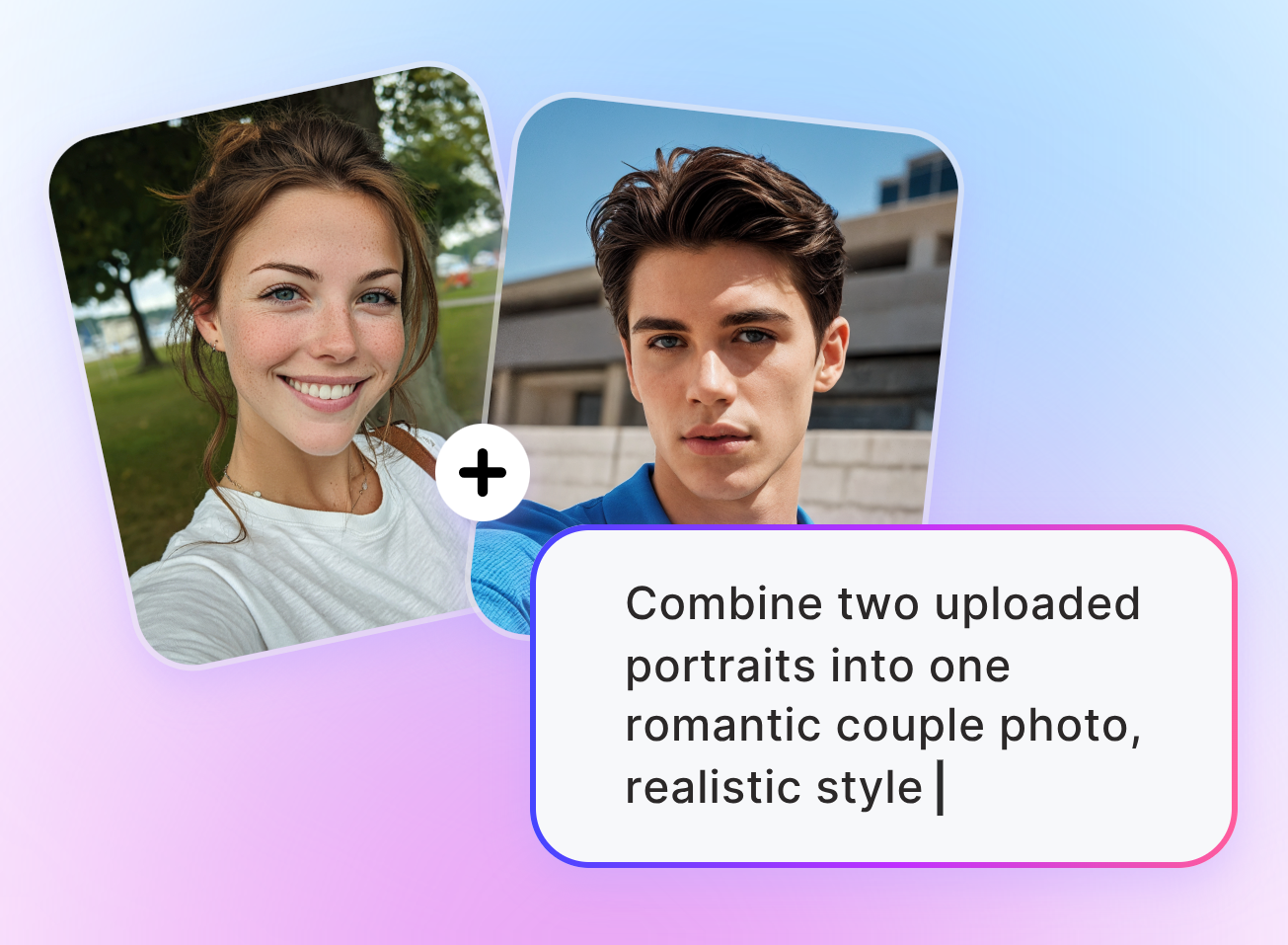 Use Clipfly to combine two photos into a ramantic couple photo