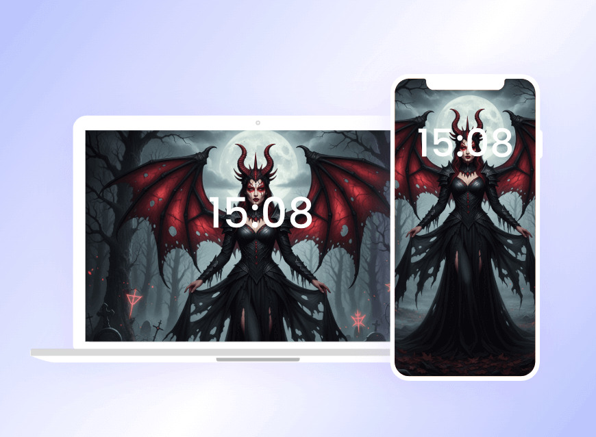 AI悪魔画像を壁紙に設定