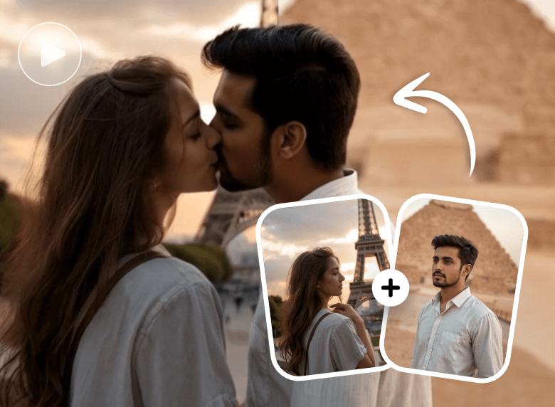 Utilizar ai para fazer duas imagens beijarem-se no clipfly