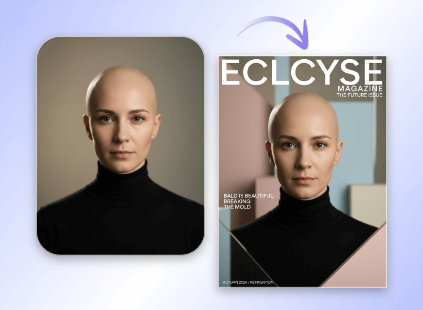 Use bald photo filter to create a fashion magazine