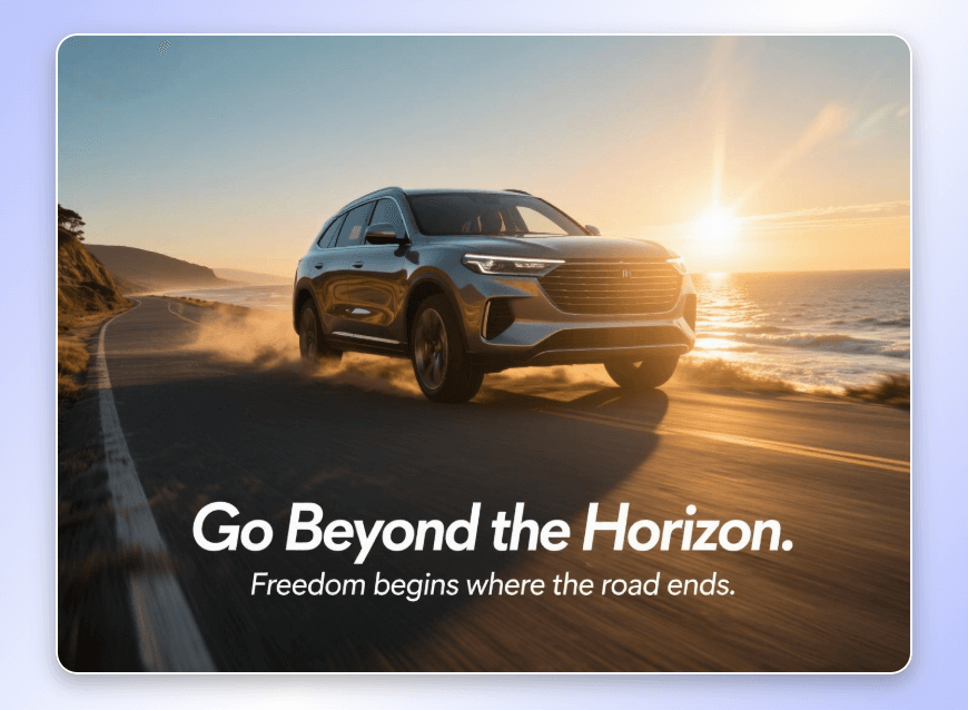Use gempix 2 ai image generator to design a car advertising promotional image