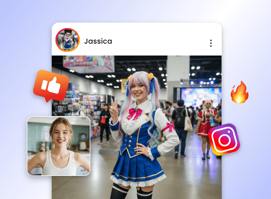 Ein Bild in Cosplay umwandeln und in sozialen Medien teilen