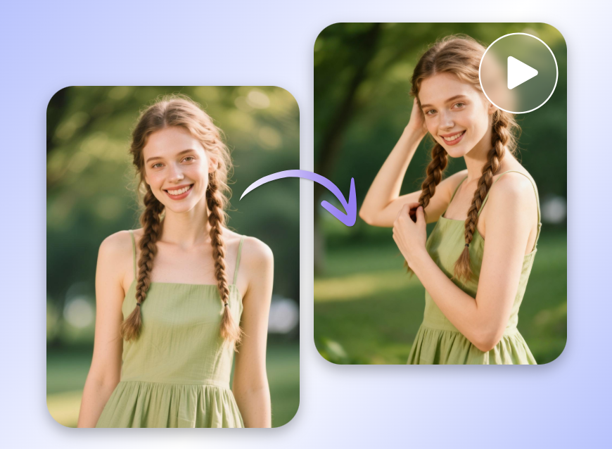 turn the girl image into a dynamic video