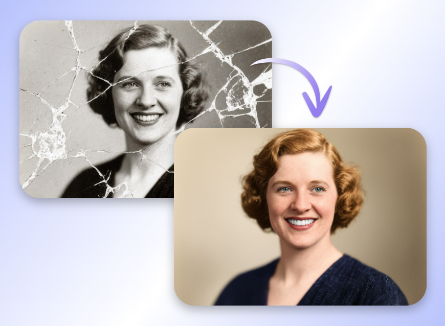 restore an old photo of a lady