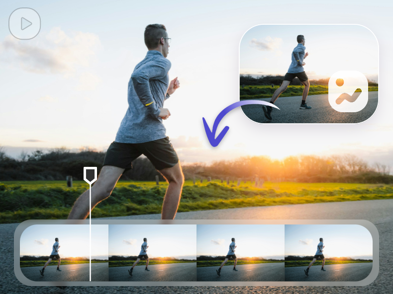 Banner for clipfly AI Image to video generator feature page showing a man running in the morning