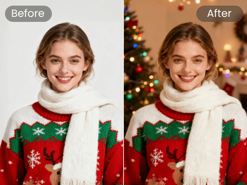 Poner fondo navideño a una foto