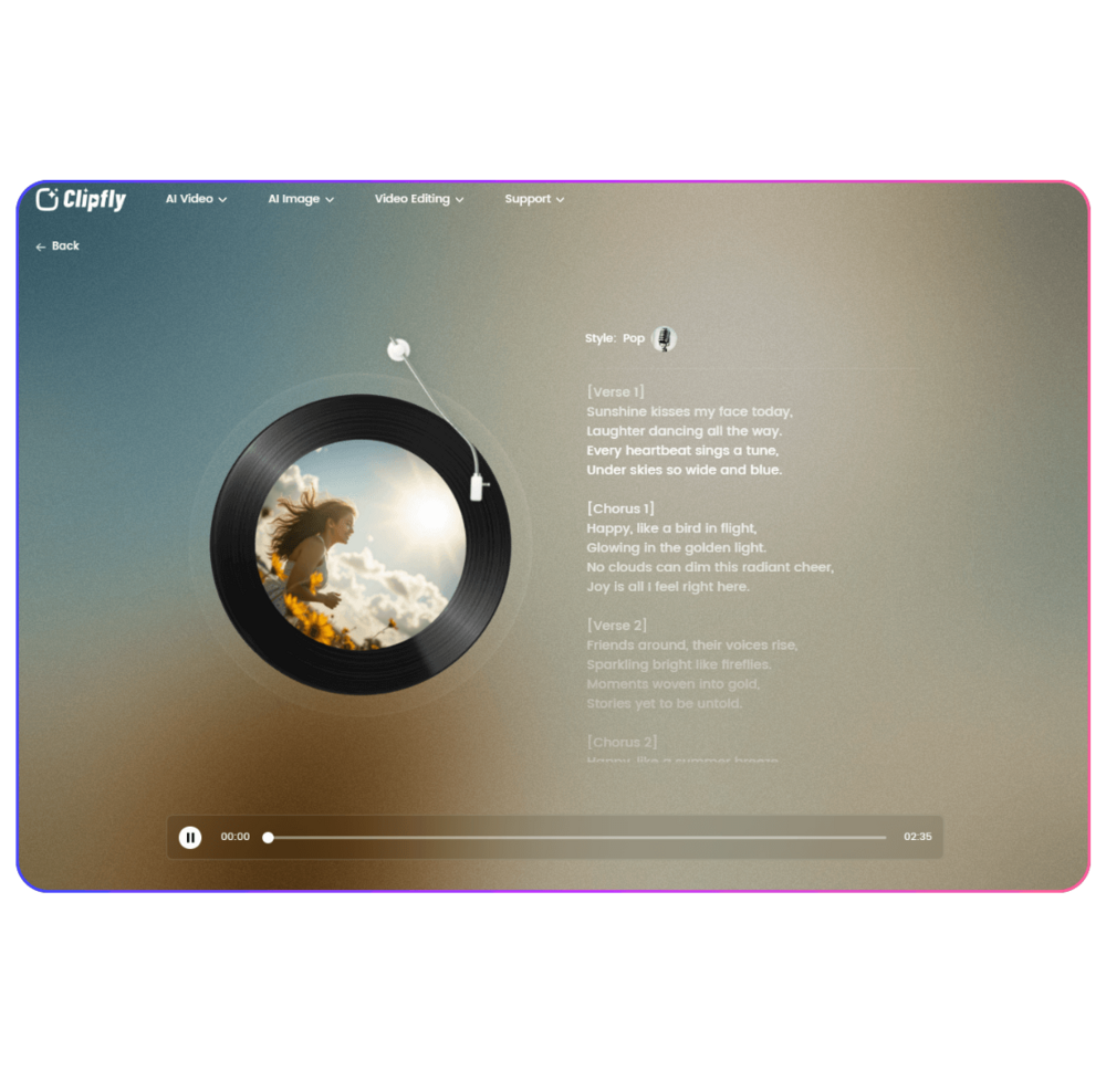 Free AI Text to Song Generator – Turn Your Words into a Song | Clipfly