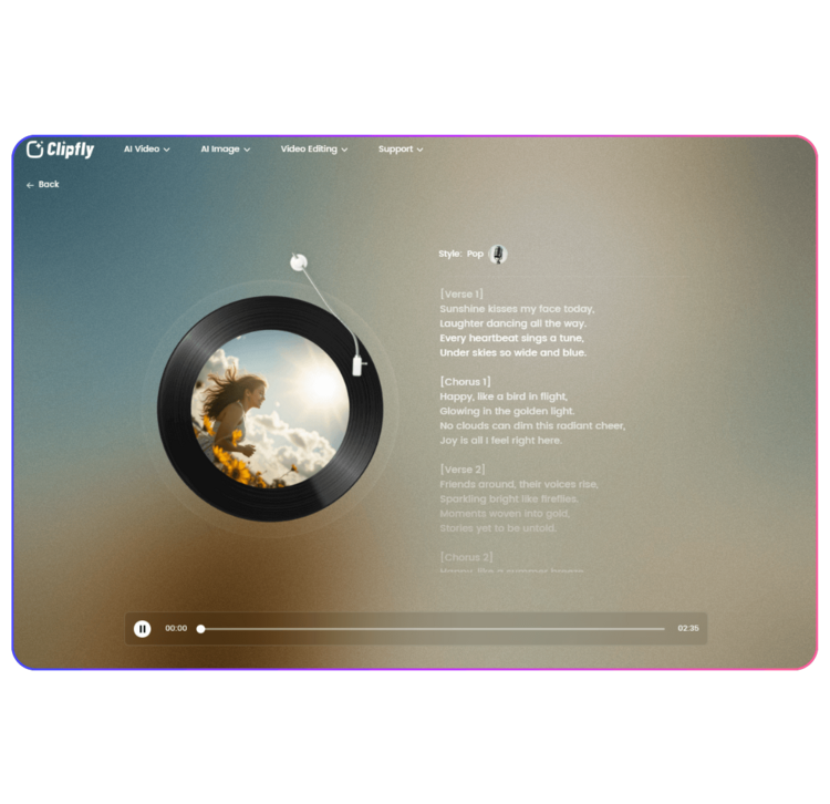 Free AI Text to Song Generator – Turn Your Words into a Song | Clipfly