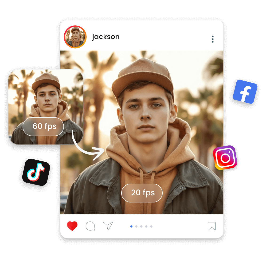 foto de perfil para redes sociais de 60 para 20 fps