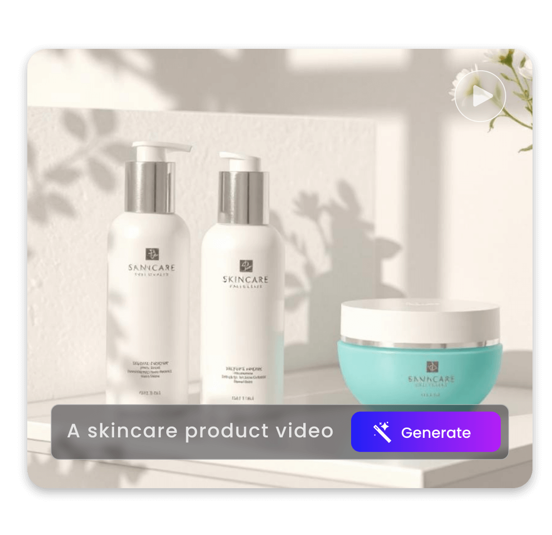 Enter the text to create a "skincare product video" with ai
