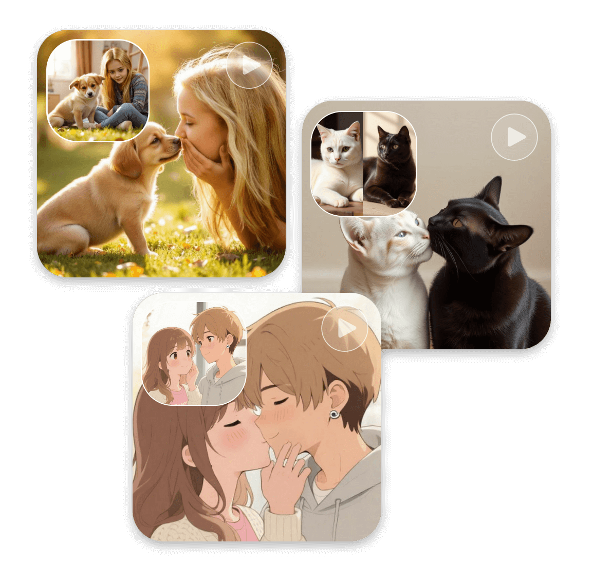 AI kiss video generator for different characters like people animal and anime character