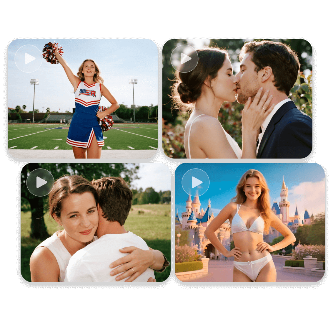 AI video templates featuring hugging kissing and dancing