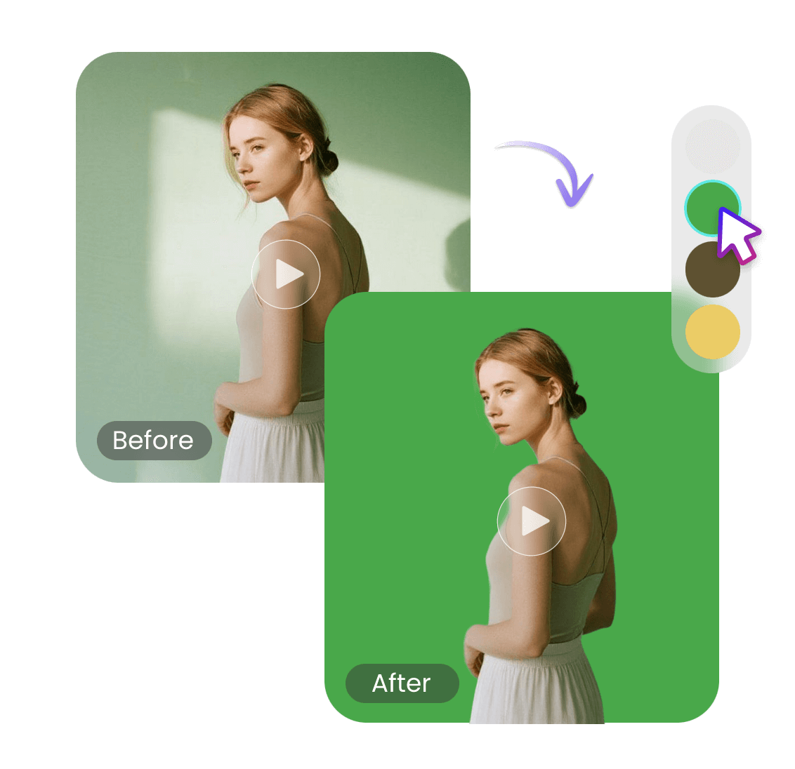 Add a green screen to the video of a girl in ballet dress