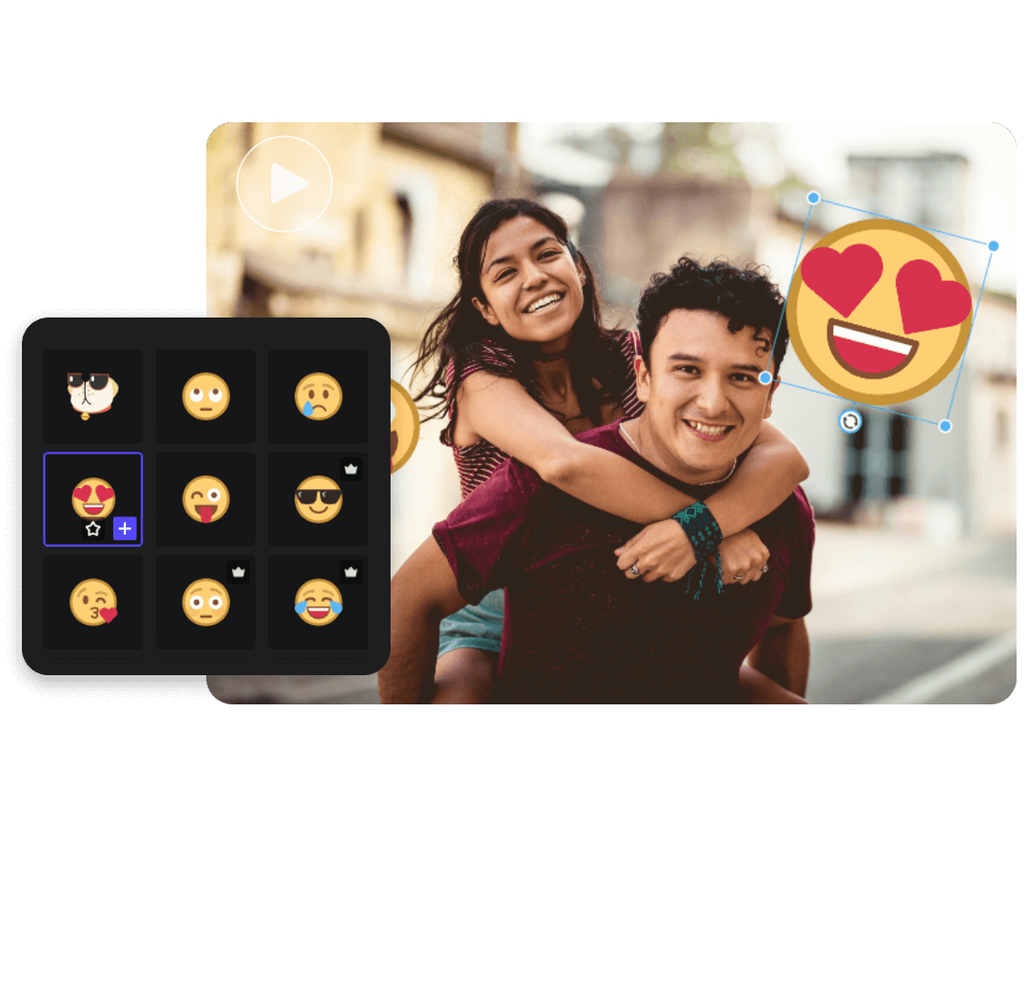Add emojis to the video of a guy carrying a girl with our emoji stock footage