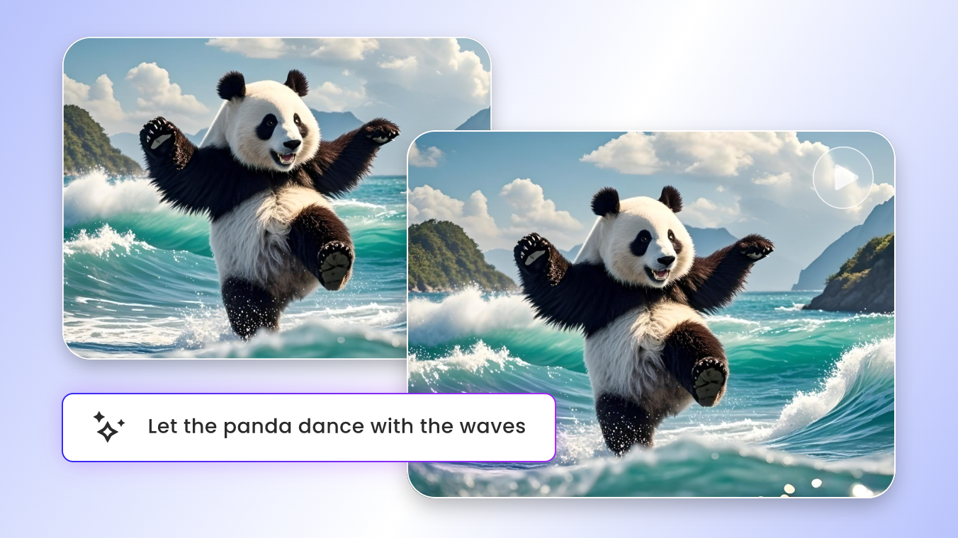 Mit dem KI Bild Animator wird ein tanzenden Panda animiert