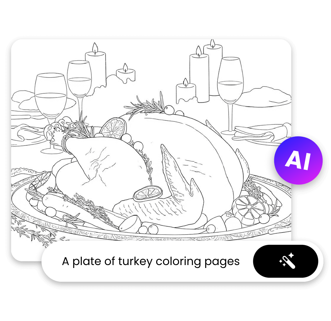 An image of generating an AI coloring page image from text