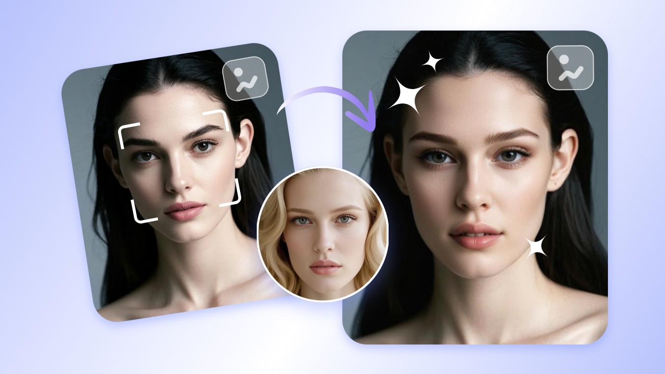 Clipfly AI photo head swap effect on a woman