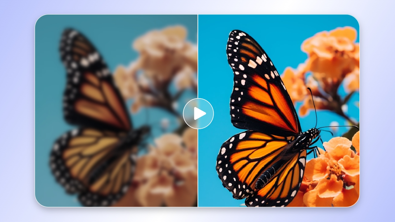 Clipfly AI video enhancer effect featuring a butterfly