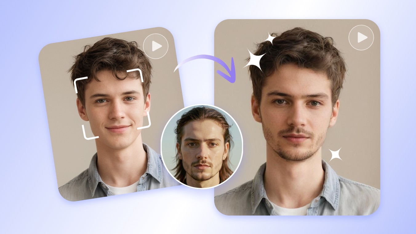 Clipfly AI video head swap effect on a man