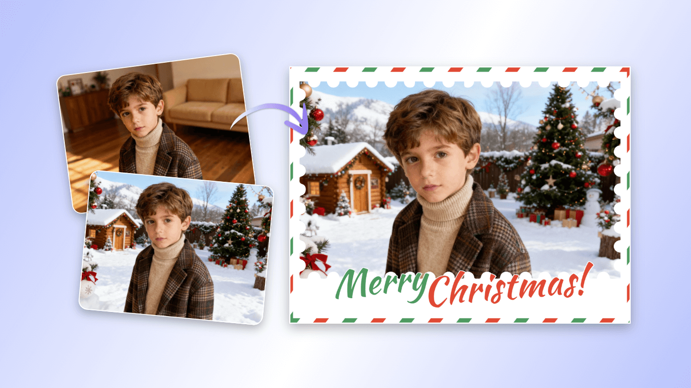 Generador de fondos navideños Clipfly AI para crear tarjetas navideñas digitales