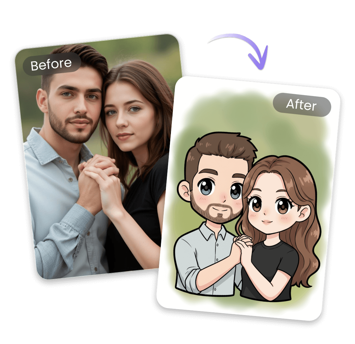 turn a couple photo into cute chibi style