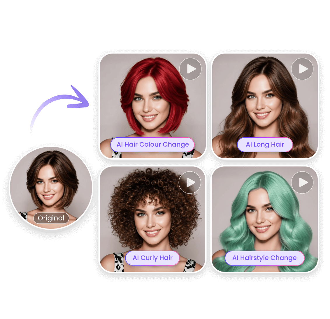 Clipfly offers different hairstyles and hair colors