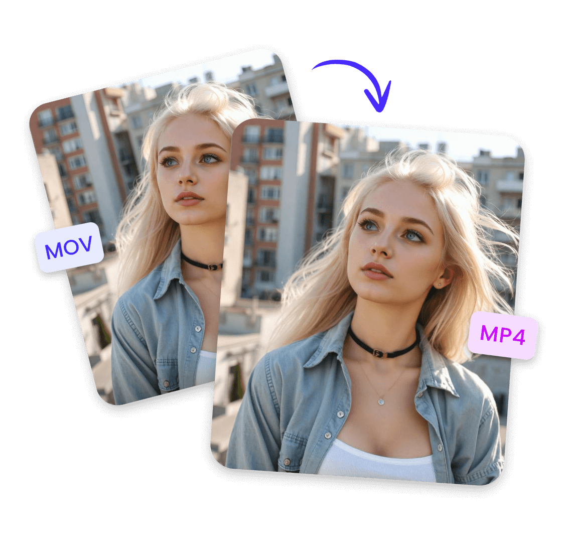 Convert a MOV video of a girl with white hair to MP4 format
