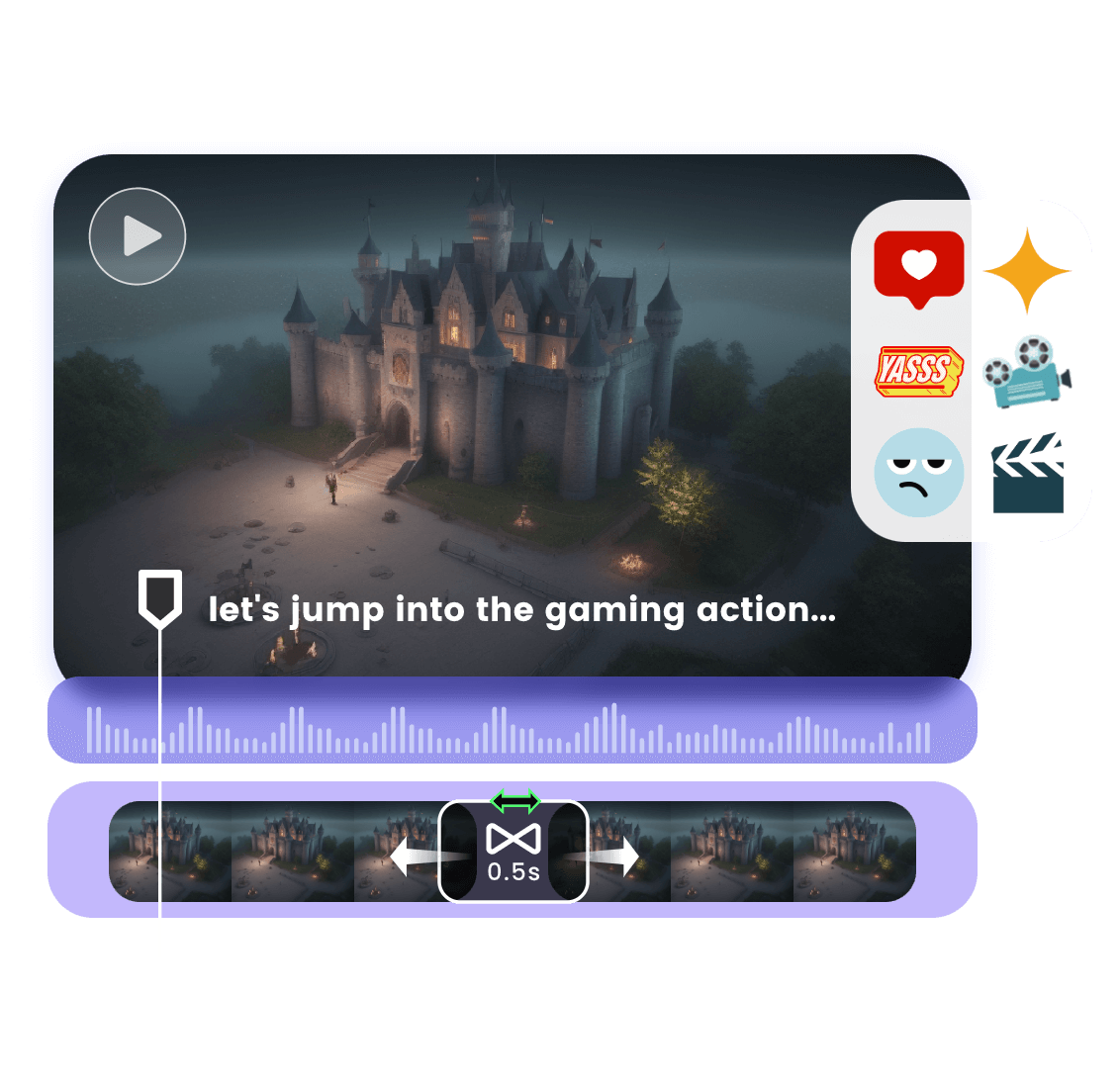Crie um vídeo de introdução ao jogo com música de adesivos e transições do clipfly
