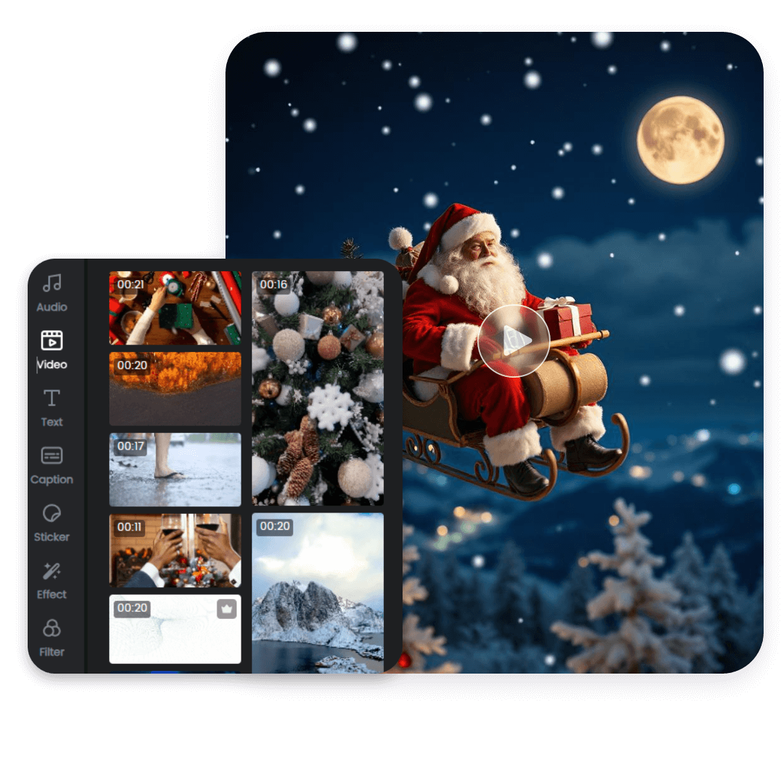 Edit Santa Claus videos with Clipflys rich resource materials