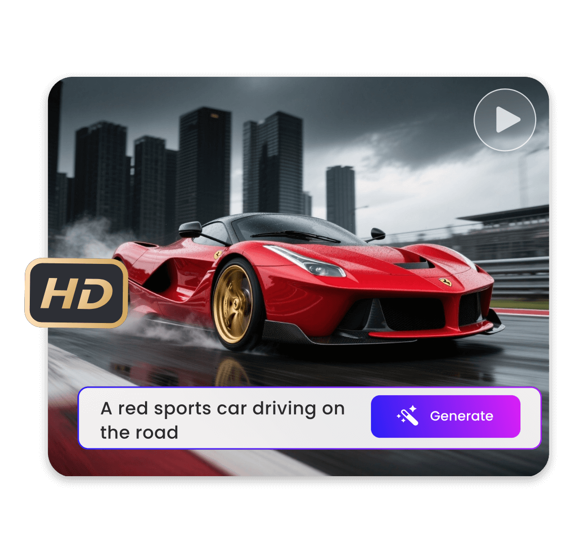 Kling AI video generator makes a video showing a red car driving on the road