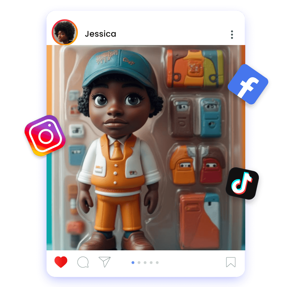 Post your ai generated action figure to social media