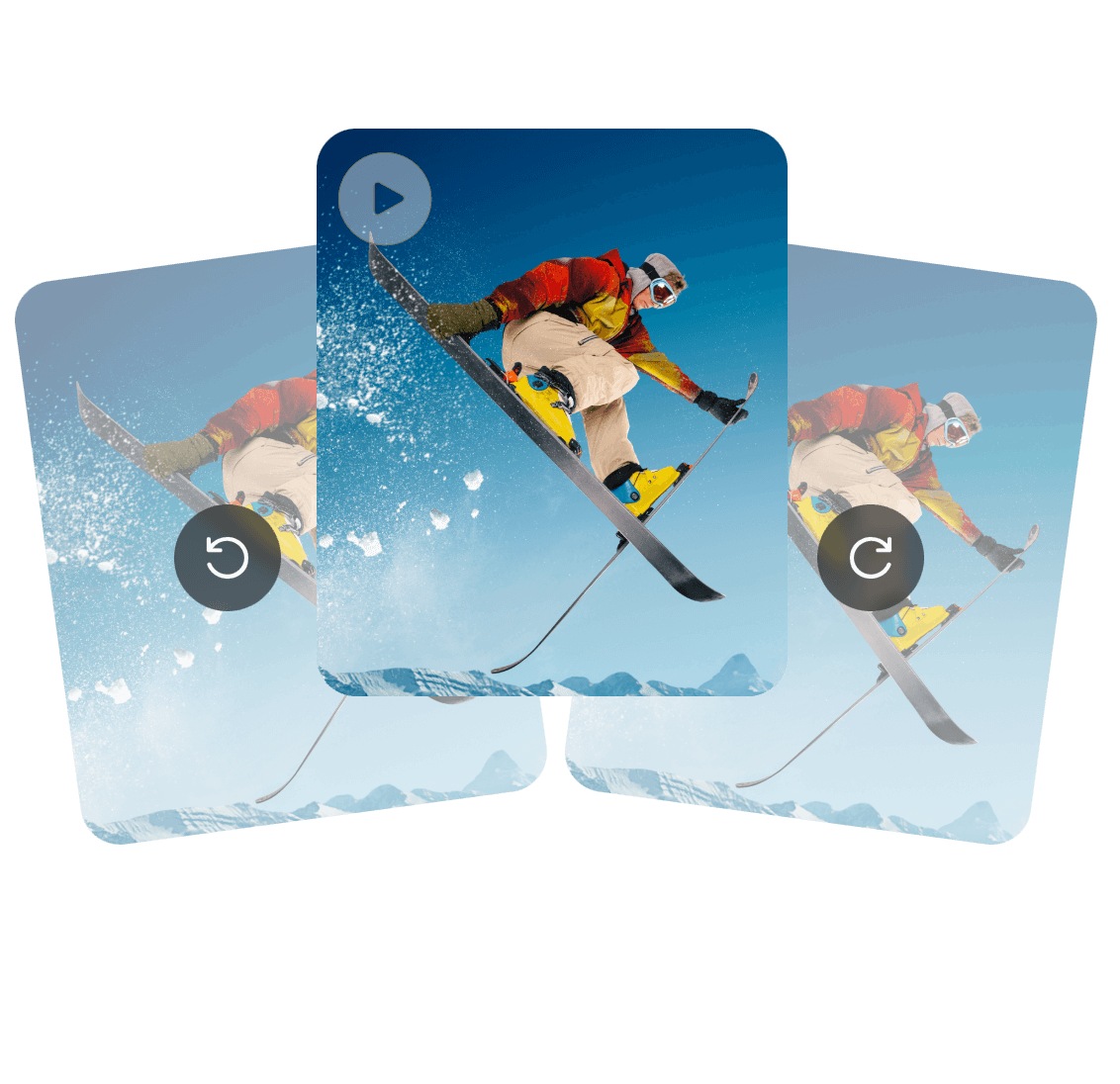 Rotate a skiing mans video from three angles