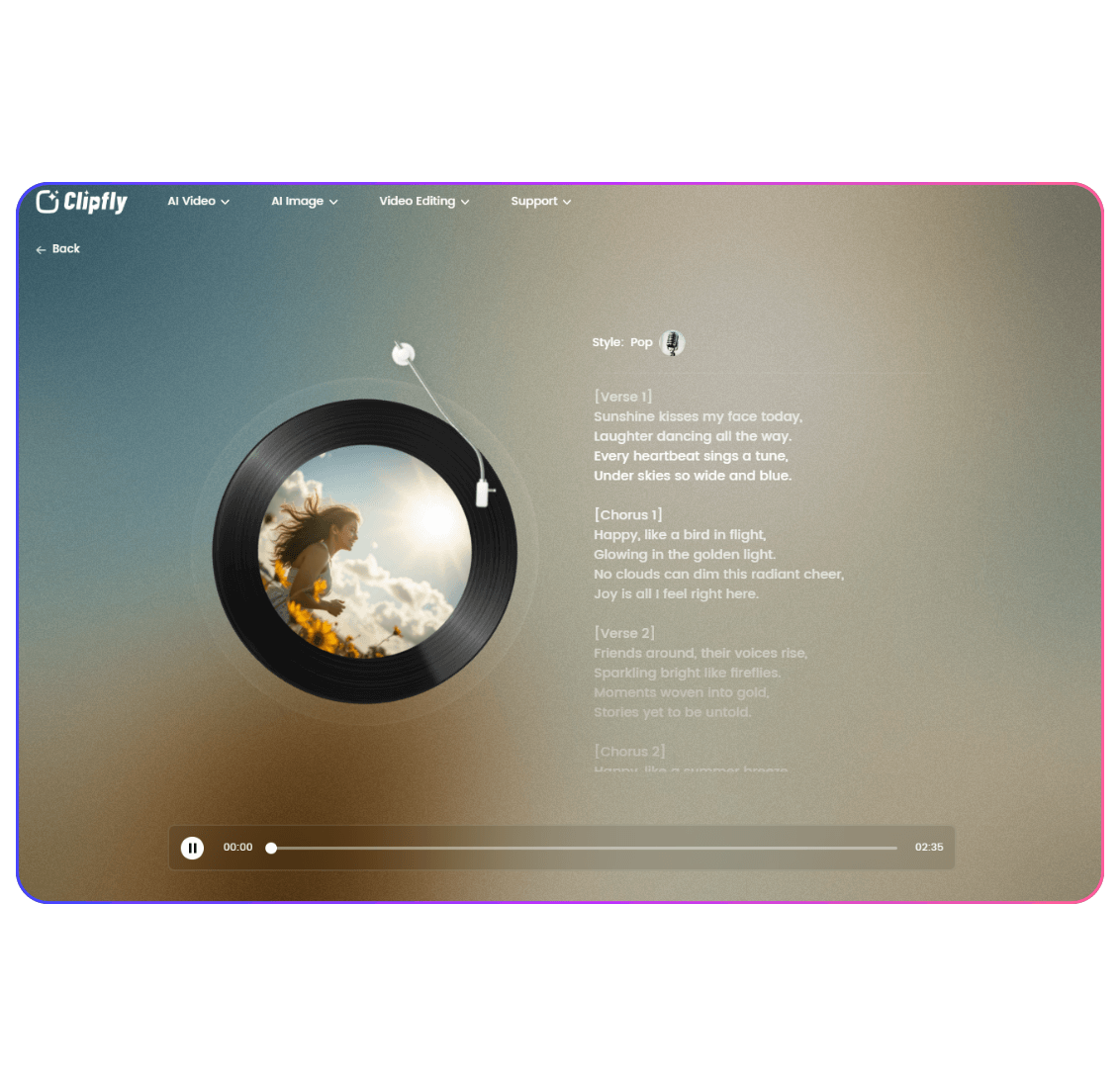 The final effects of converting the lyrics to a warm music