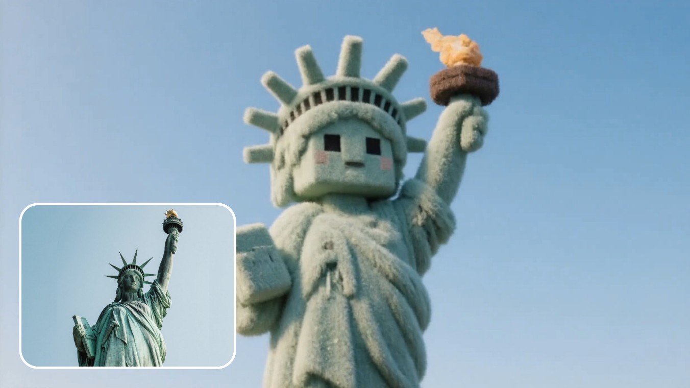 Transforme a Estátua da Liberdade americana em um vídeo do Minecraft
