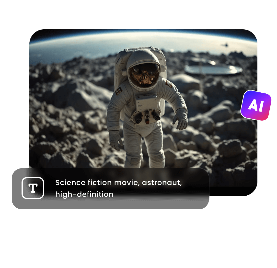 Use AI to turn text to a science fiction film of a astronaut