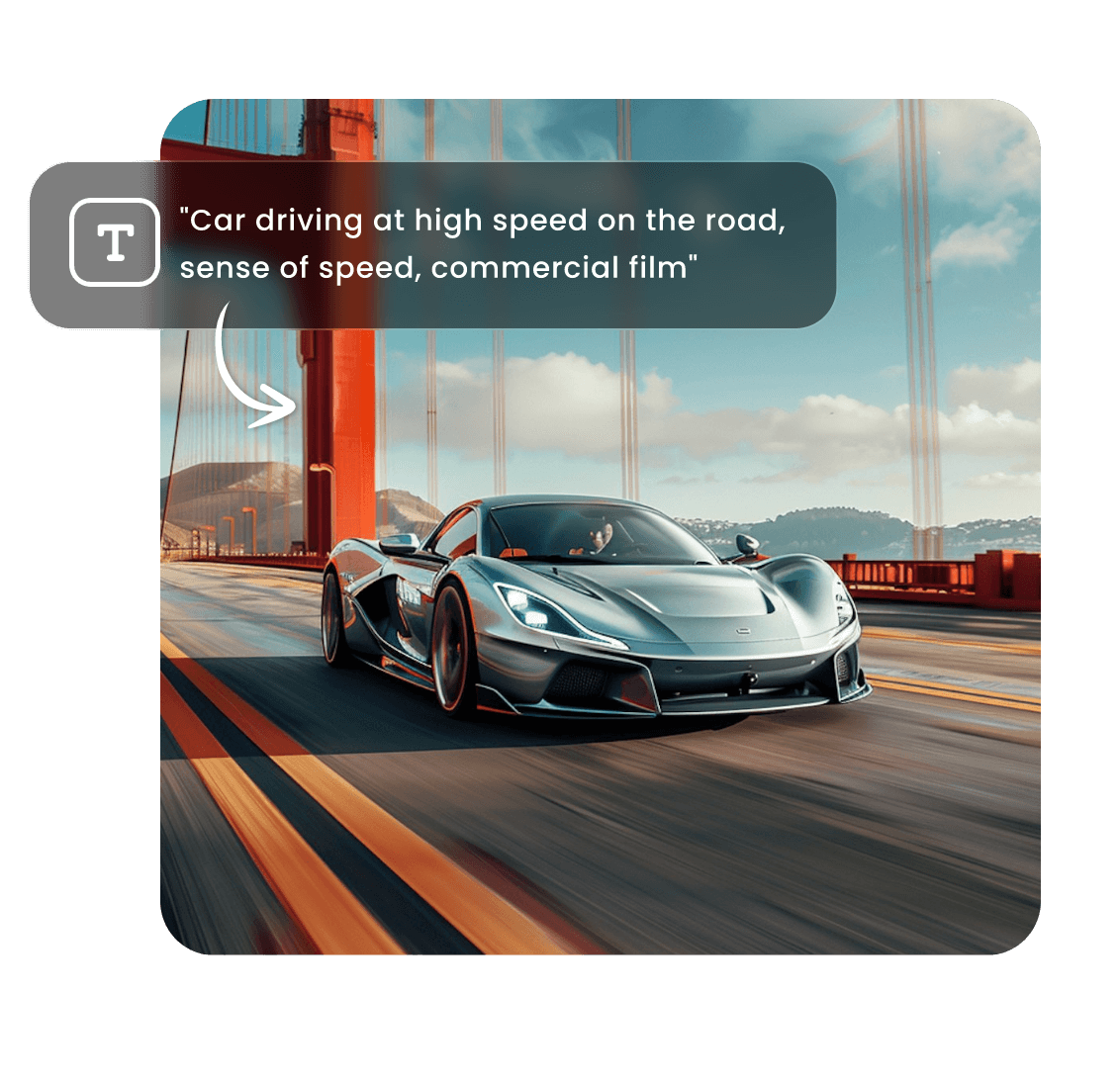 Use Clipflys AI video generator to generate an ad of a car driving at high speed