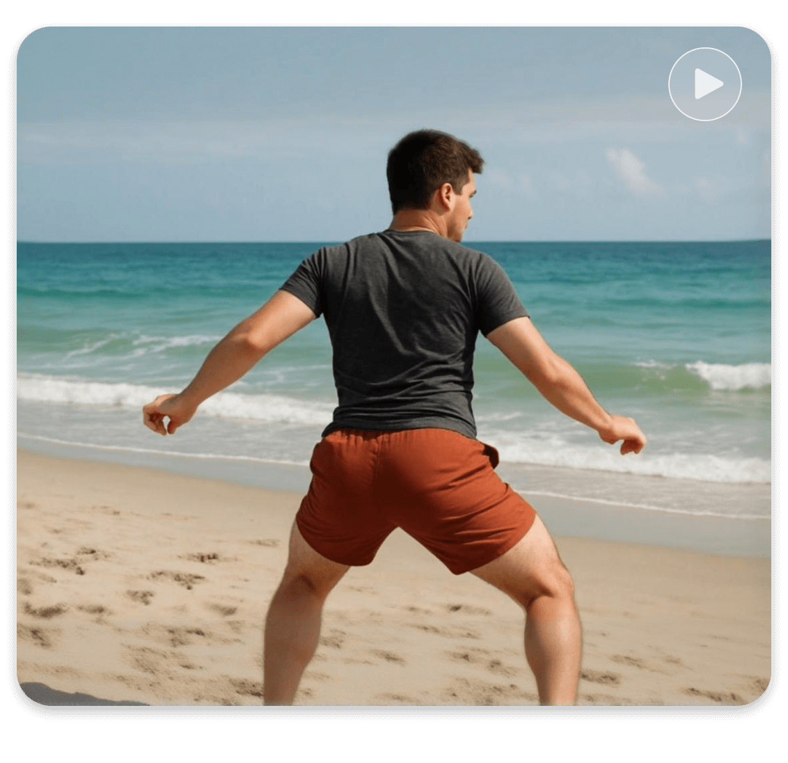 Um garoto fazendo twerk sozinho na praia