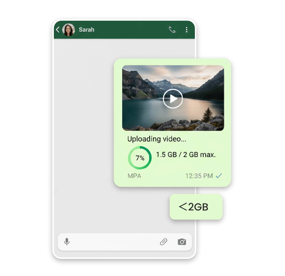 A picture that shows the process of uploading a video on whatsapp