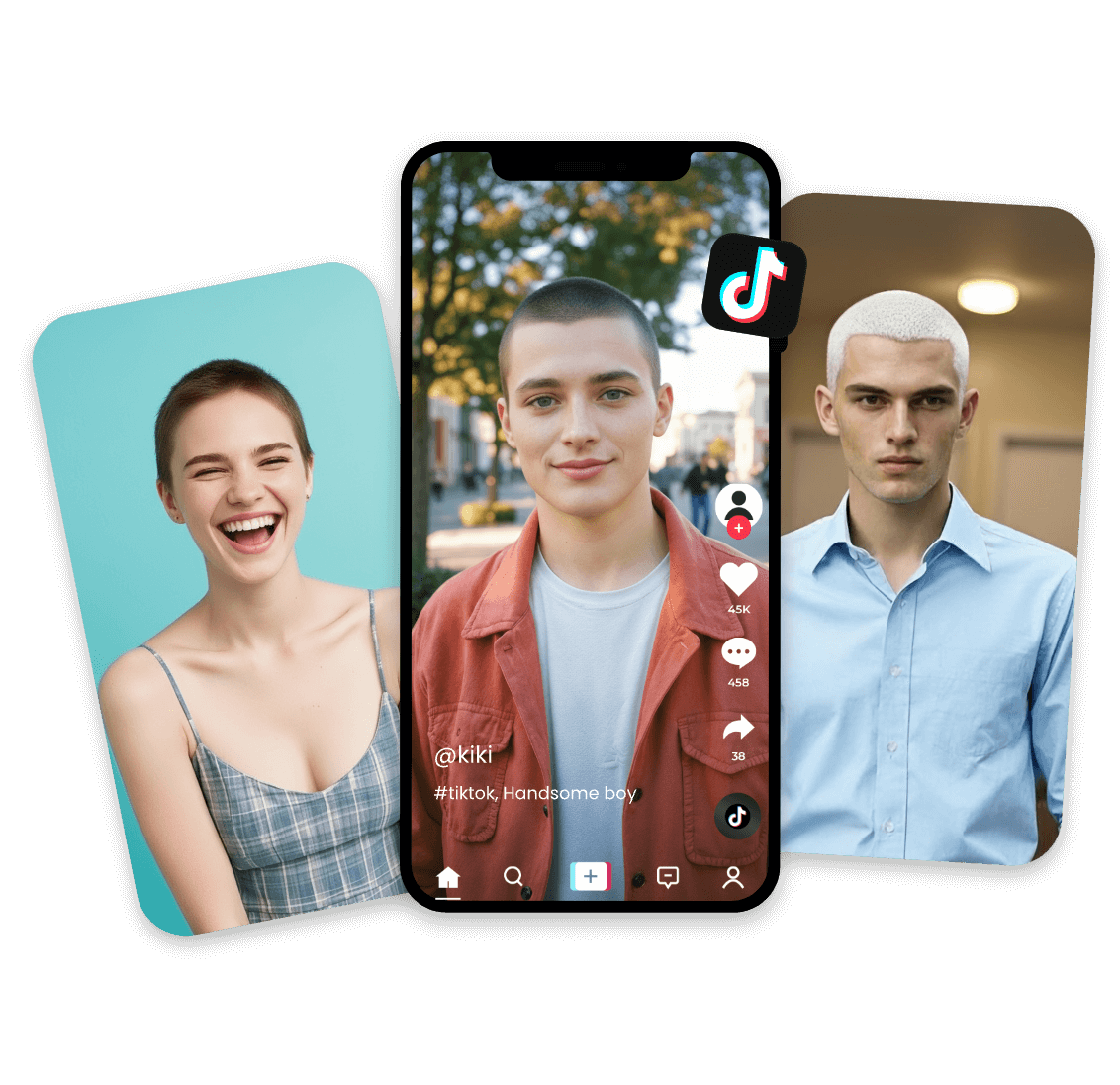 A picture that shows the trend of buzz cut filter on tiktok