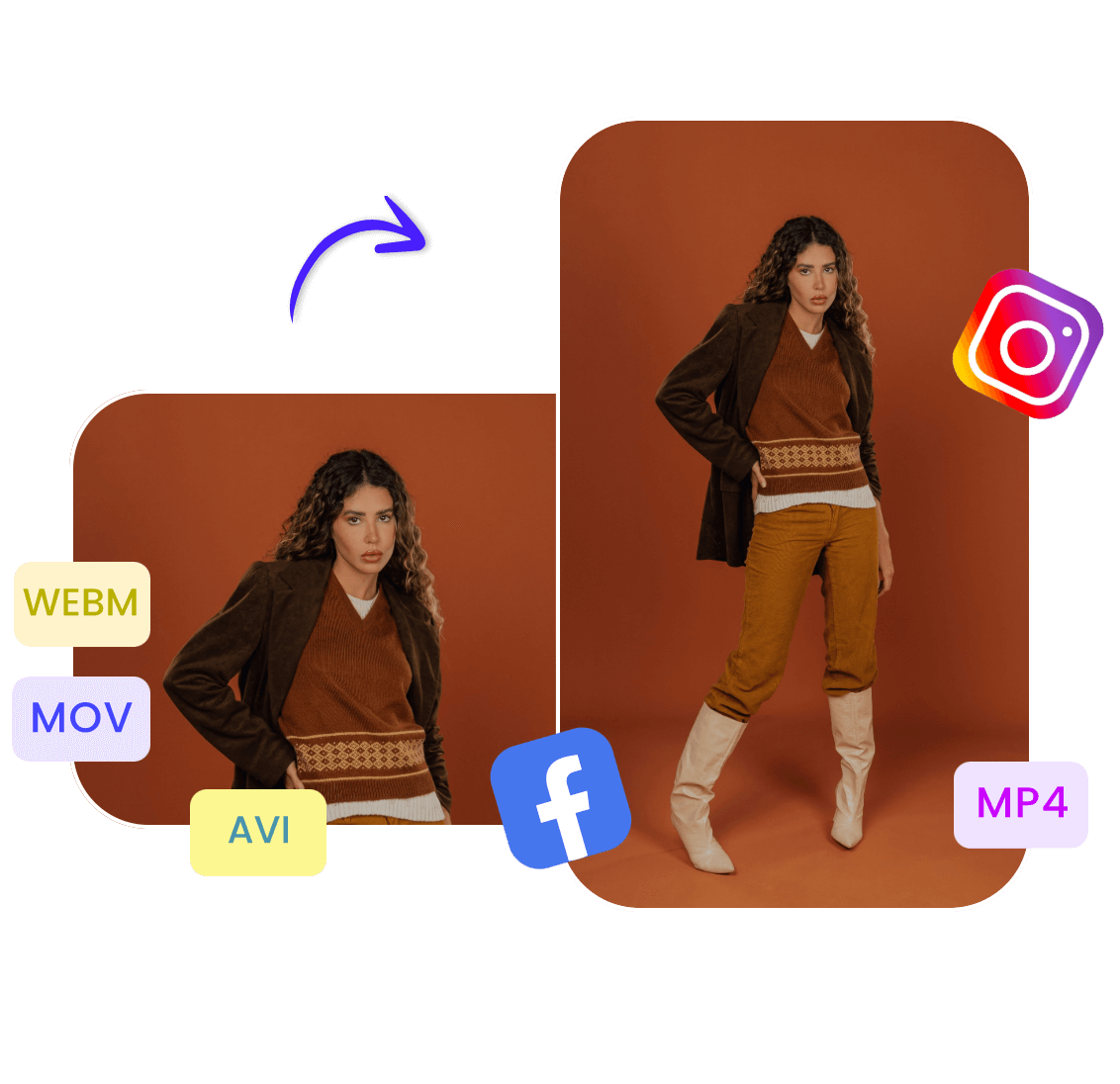 A reel converter for facebook and instagram with various formats