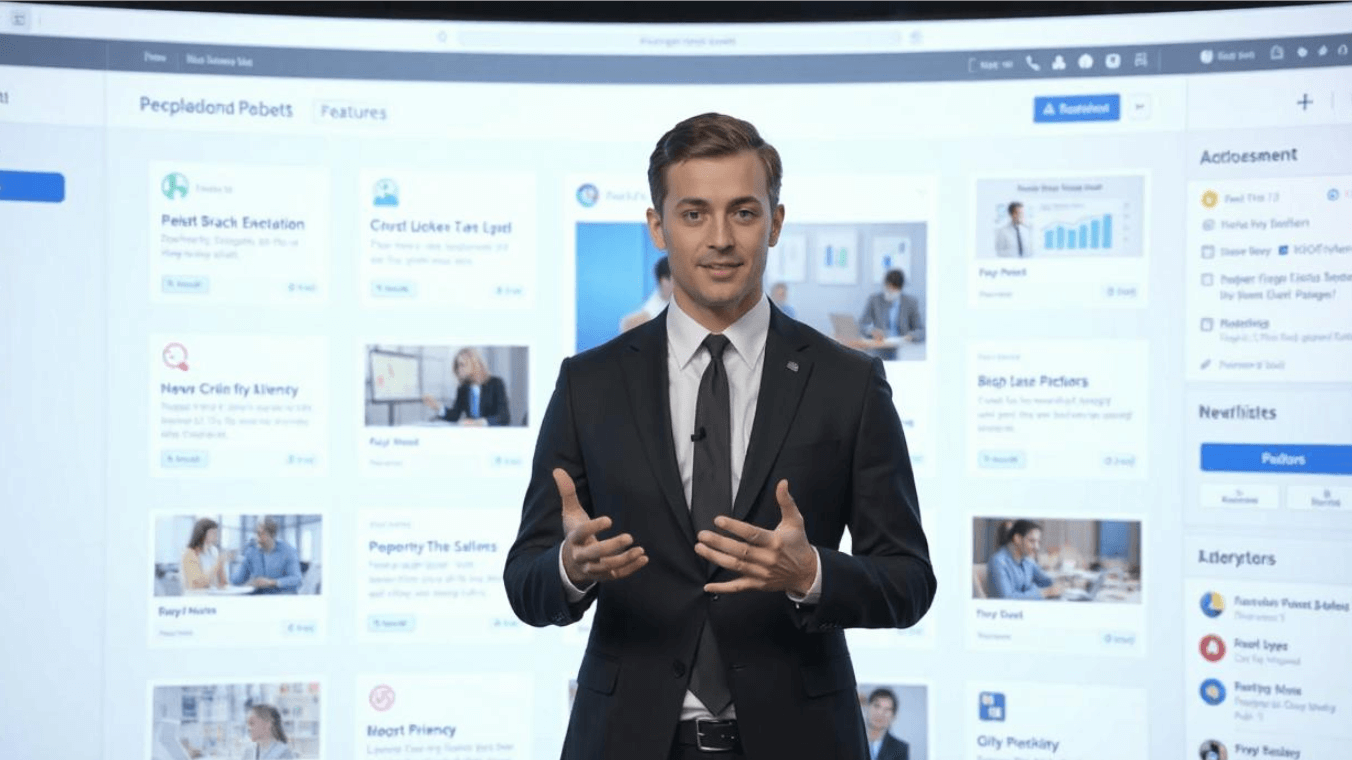 A website promo video featuring a male presenter