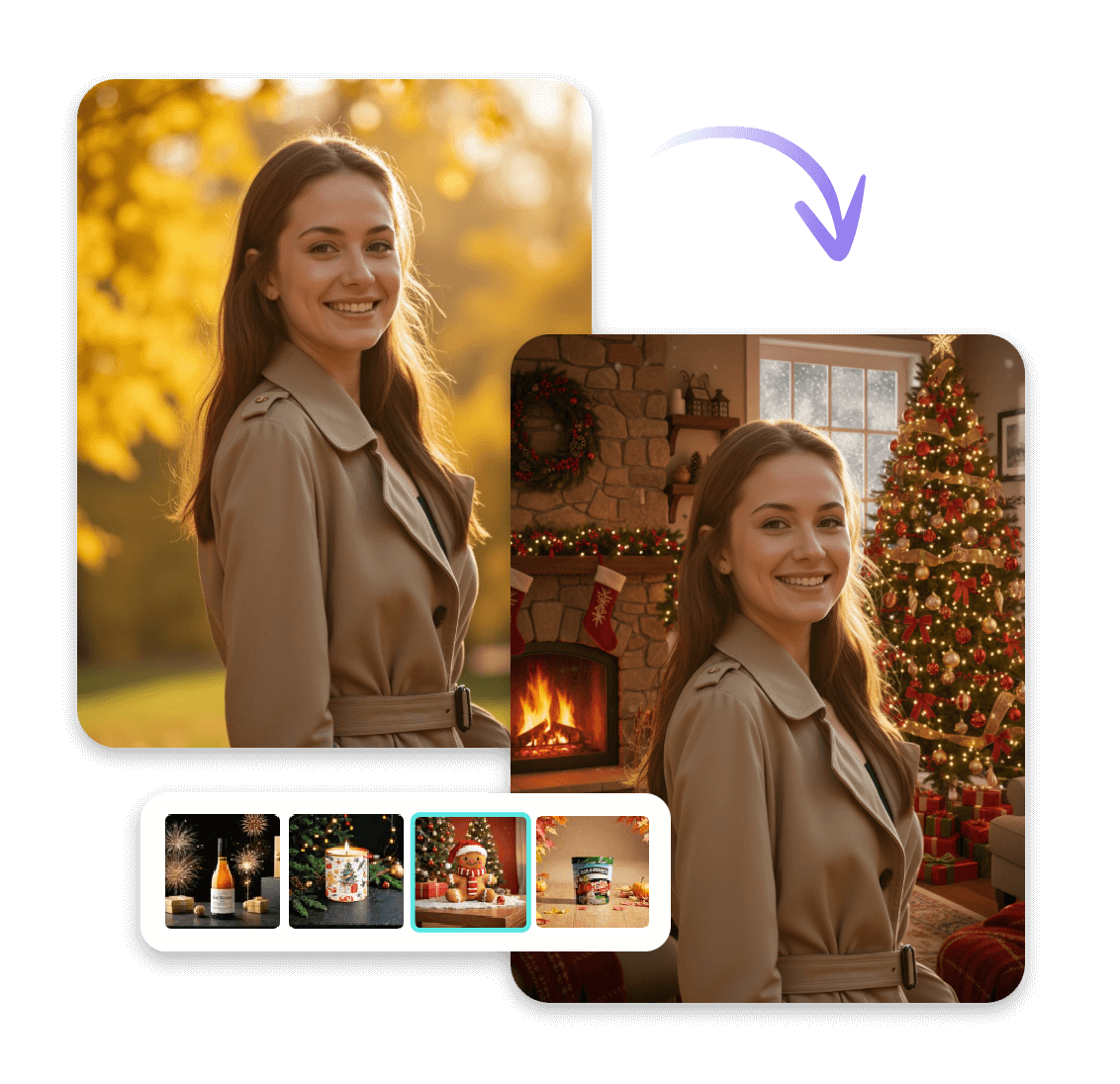 オンラインで写真にクリスマスの背景を追加