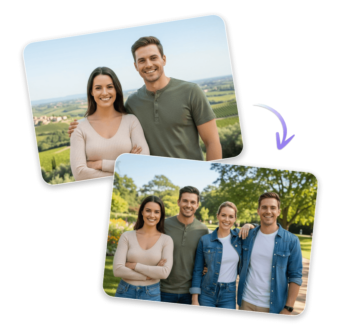 Add a photo fo a couple to another couple photo