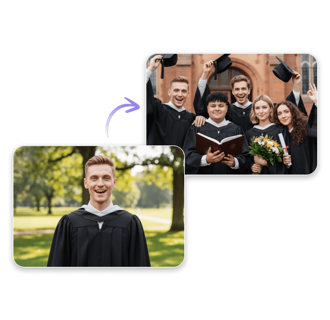 Add a photo of a boy to a graduation photo