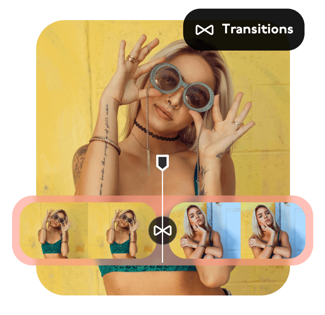 Add a transition to make two gilrs videos meged smoothly