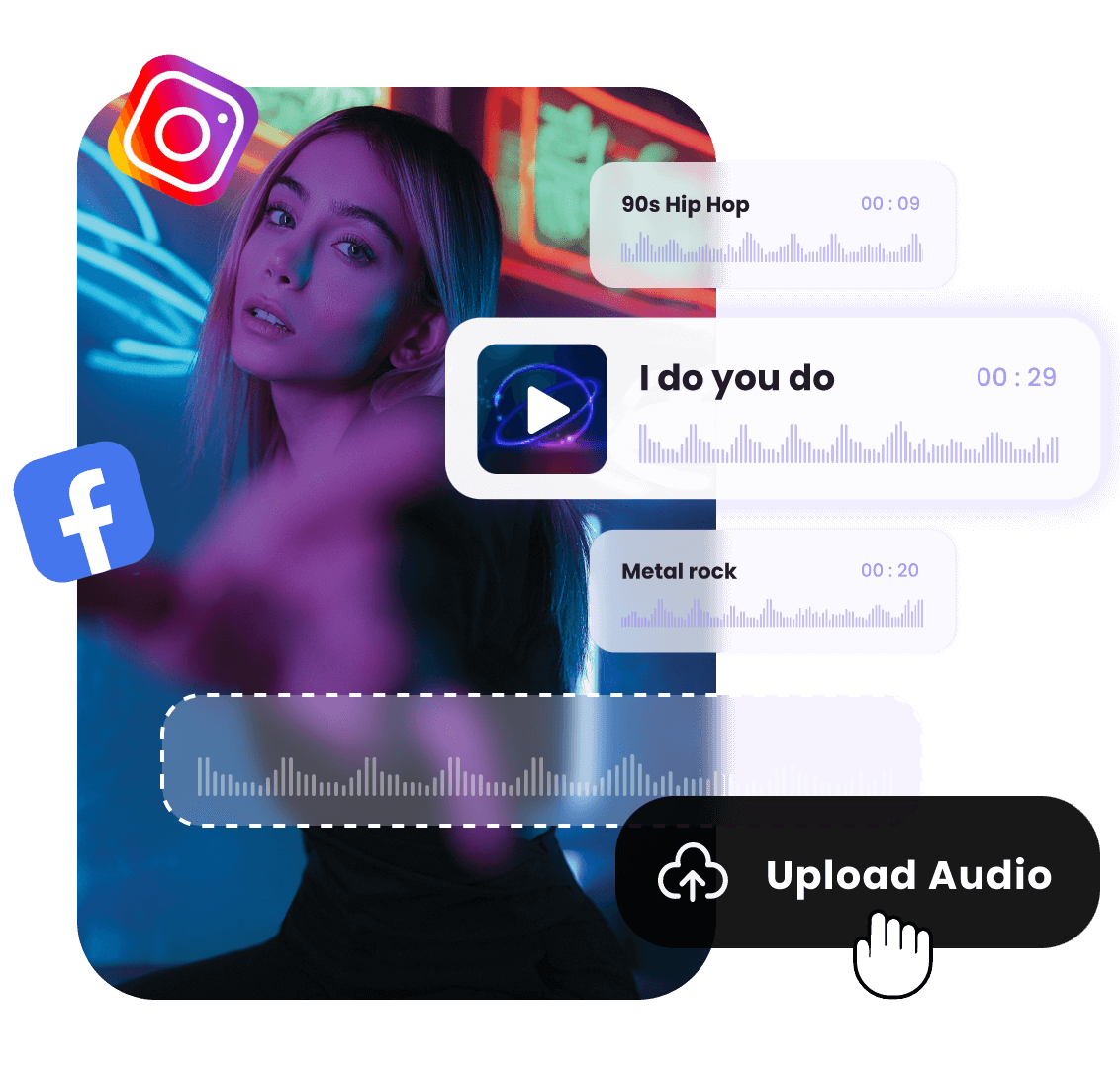 Add audio to the ai generated reel in clipfly