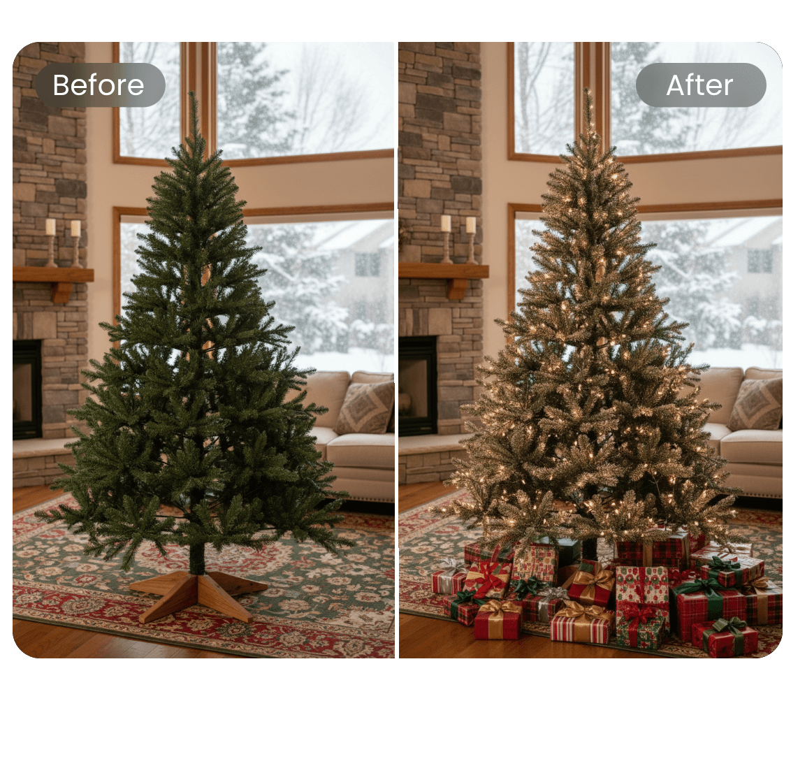 Ajouter un filtre neige et des lumières de Noël