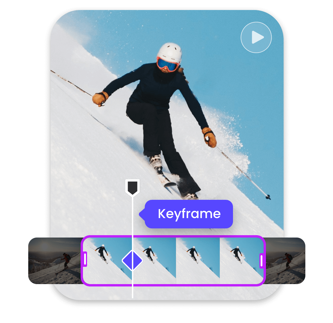 Add keyframe to make a stop motion video of a man skiing