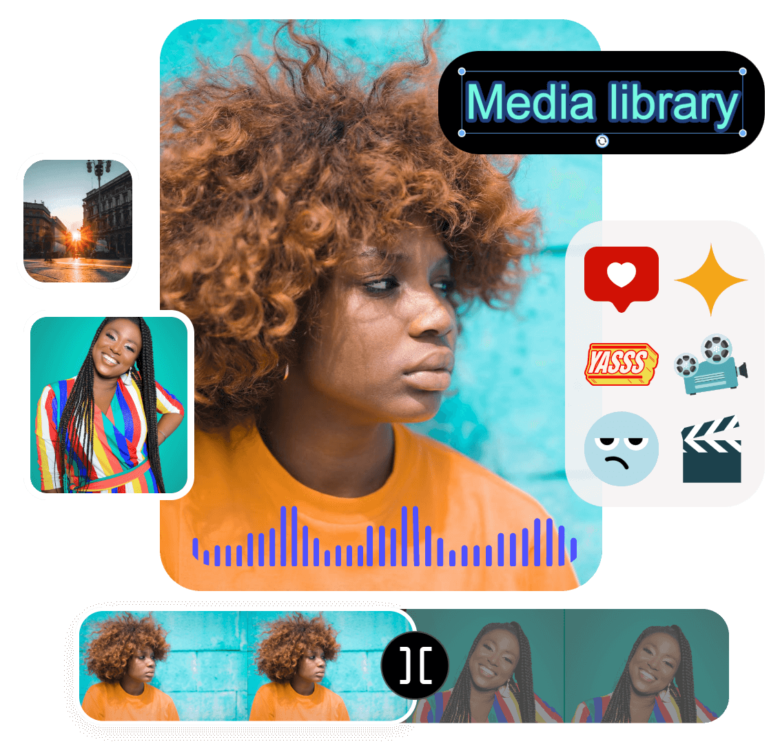 Add more elements to a girls video in clipfly media library
