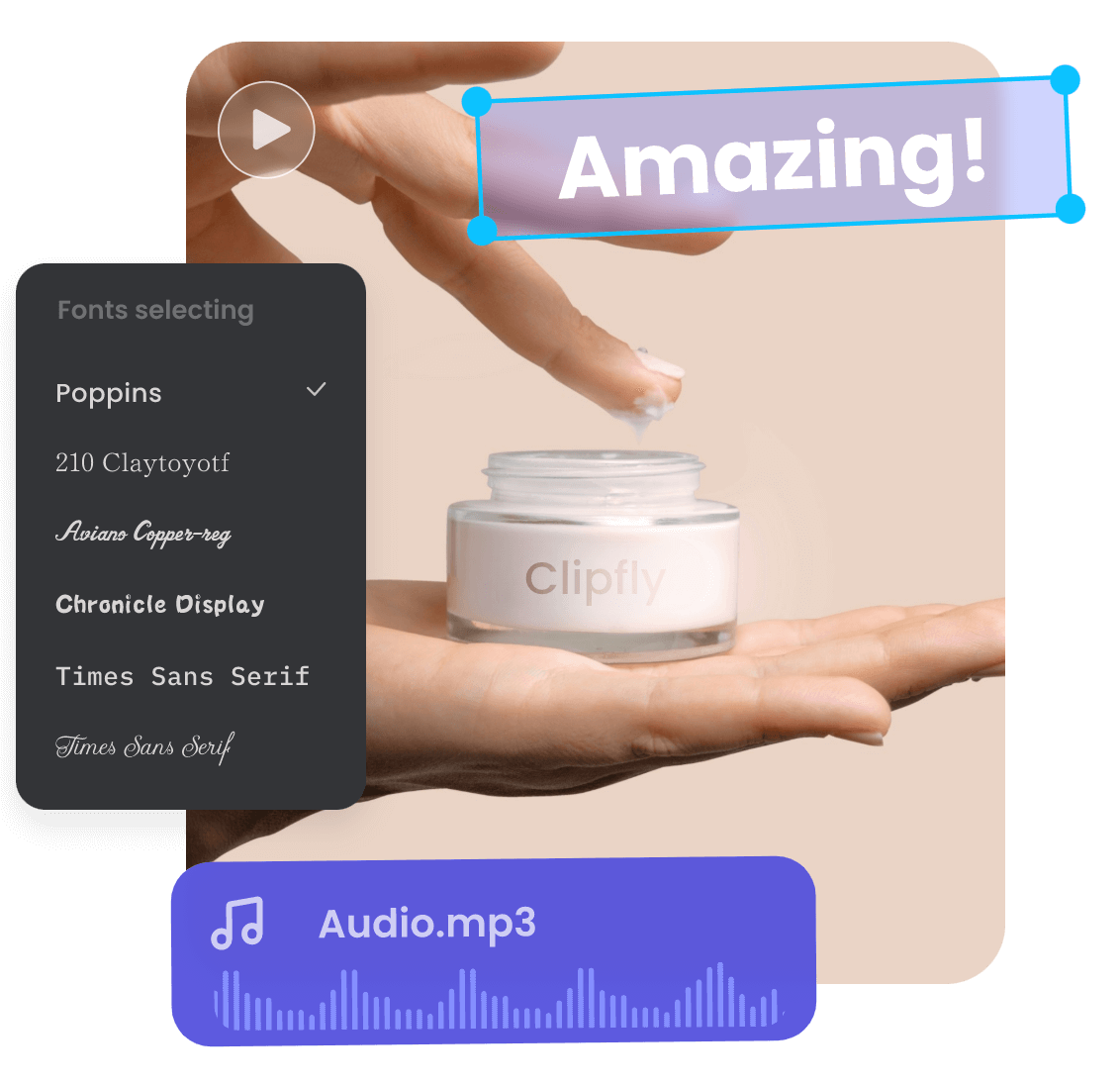 Add music effect and text fonts to the marketing cosmetic video